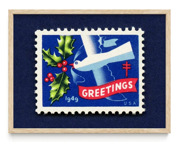 Christmas Seal Dove Art Print - Tuberculosis Fundraising, Framed/Unframed Options