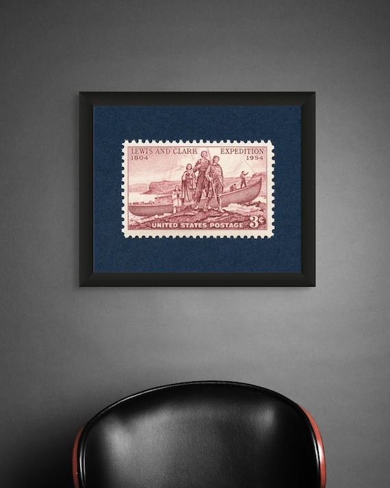 Lewis and Clark Expedition Print: Vintage 1954 Stamp Art