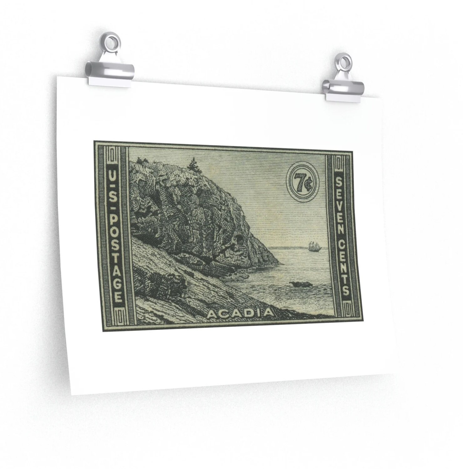 National Parks: Acadia 1934 7c Stamp W/ Perforations Color Block Museum ...