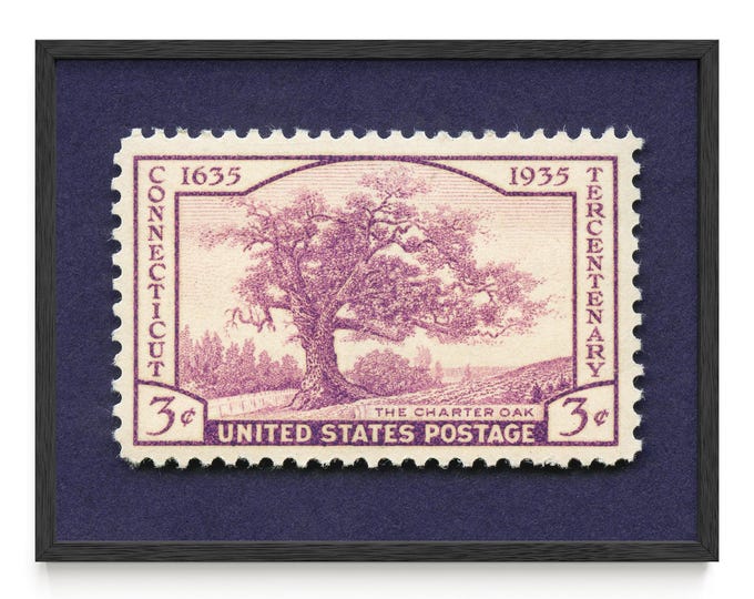 Connecticut Settlement 300 Year Anniversary Postage Stamp Art Print - Archival Quality Wall Art Framed/Unframed/Matted Options