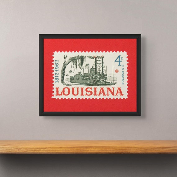 Louisiana Steamboat Stamp Art Print: New Orleans Nostalgia