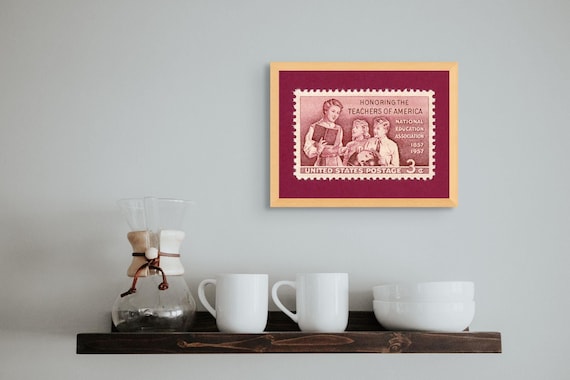 Honoring Teachers of America, Vintage Teacher Gift, Teachers Stamp, Teachers Wall Art, School Teachers Print, 1957 3c Stamp - Museum-Quality