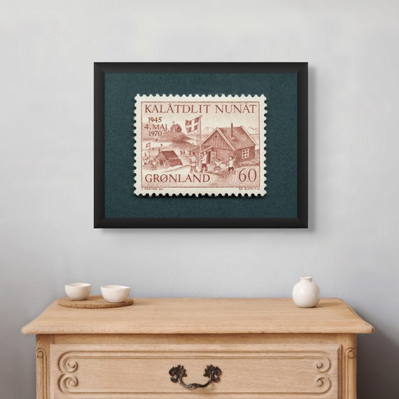 Greenland Liberation Vintage Postage Stamp Art Print: 1970 Wall Decor