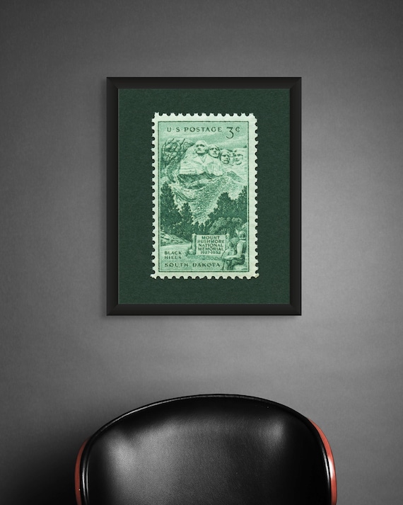 Mount Rushmore Stamp Art Print: Vintage South Dakota Travel Poster