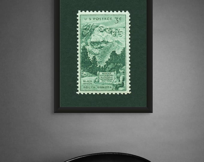 Mount Rushmore Stamp Art Print: Vintage South Dakota Travel Poster