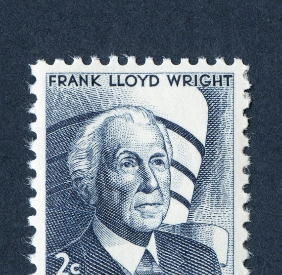 Frank Lloyd Wright Stamp Art Print: Guggenheim Museum Portrait