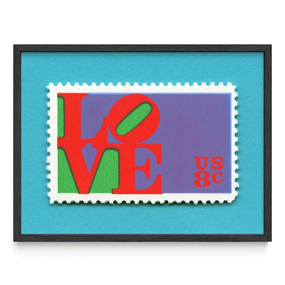 Vintage LOVE 1973 Postage Stamp Art Print:  Wall Decor FRAMED or UNFRAMED