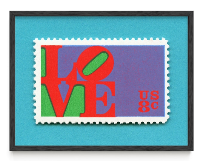 Featured listing image: Vintage LOVE 1973 Postage Stamp Art Print:  Wall Decor FRAMED or UNFRAMED
