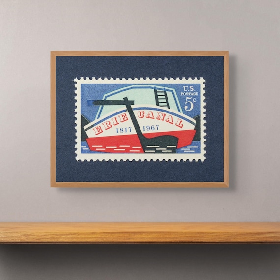 Erie Canal Stamp Art Print: Vintage 1967 Anniversary Poster