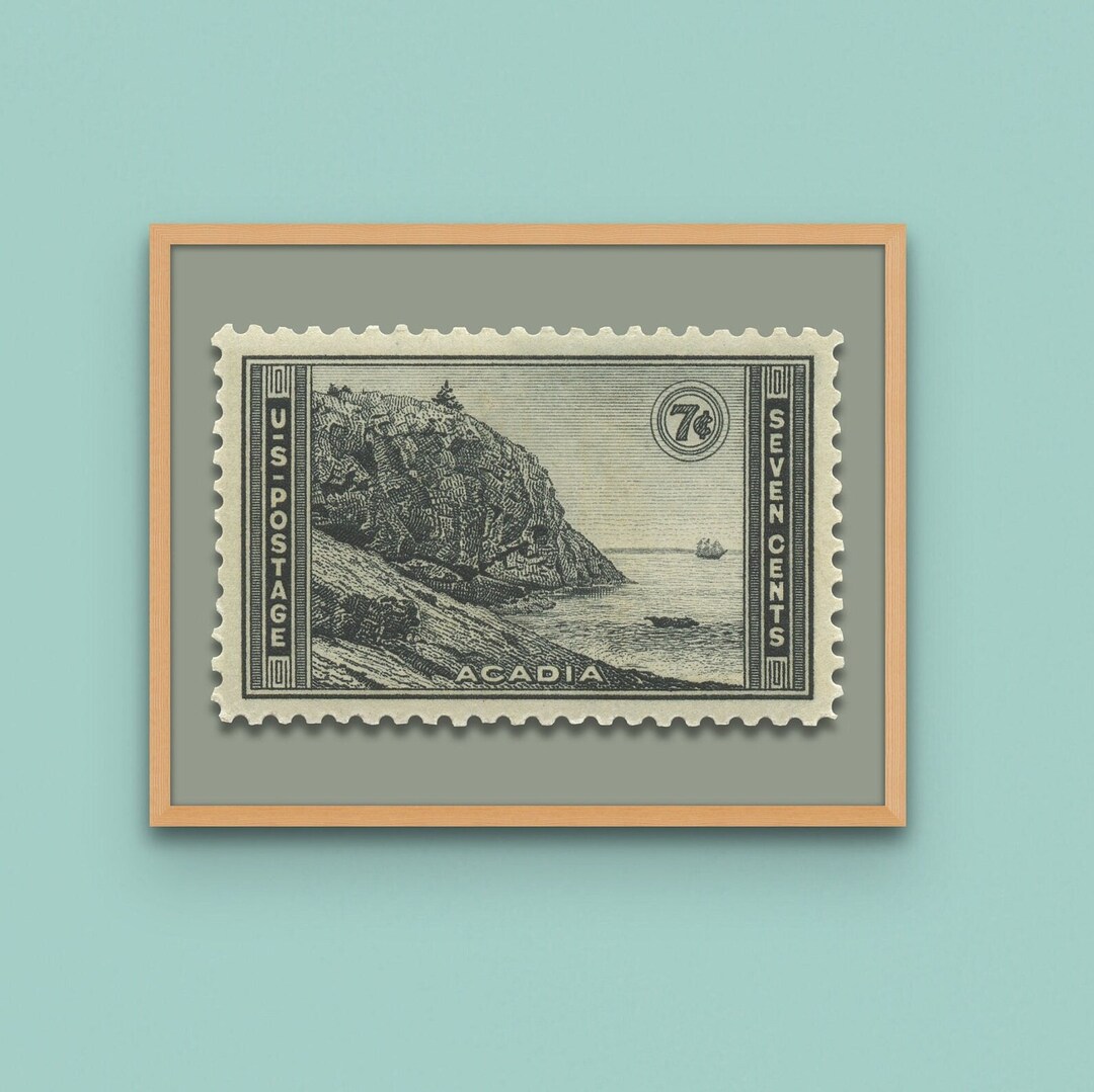 National Parks: Acadia 1934 7c Stamp W/ Perforations Color Block Museum ...