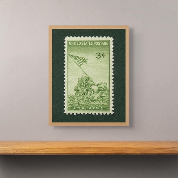 Iwo Jima Stamp Art Print: WW2 Marines Poster