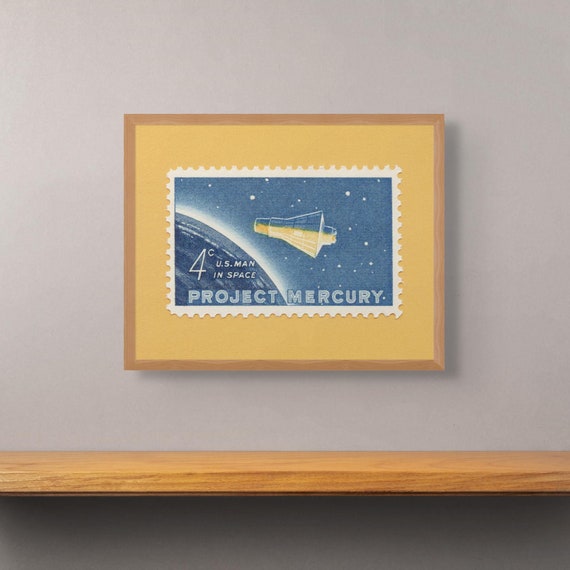 Project Mercury Stamp Poster: Vintage NASA Art Print
