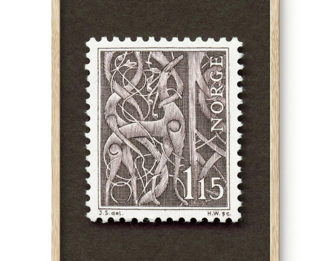 Norway Stave Churches Postage Stamp Art Print: Norwegian Wall Decor Framed/Unframed Options