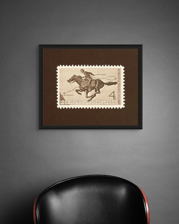 Vintage Pony Express Stamp Art Print: Old West History