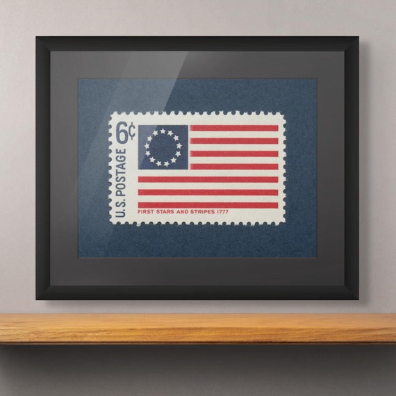 Betsy Ross Flag Stamp Art Print: First Stars and Stripes - Museum Quality