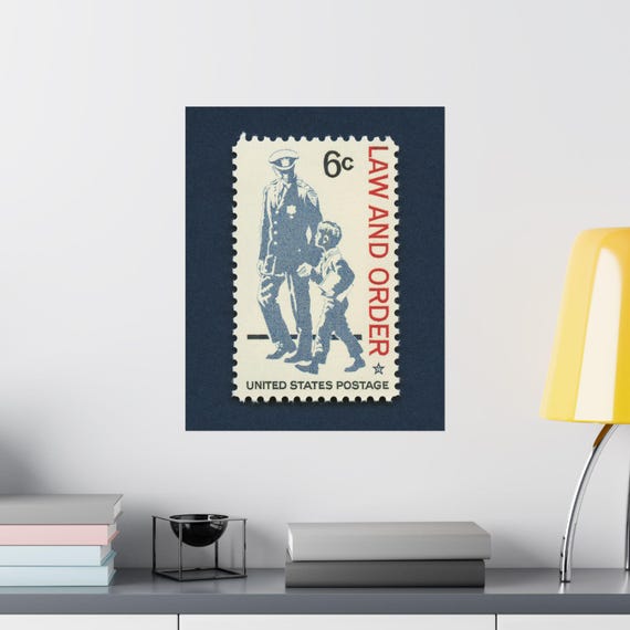 Law and Order 1968 Postage Stamp Art Print: Police Officer Gift