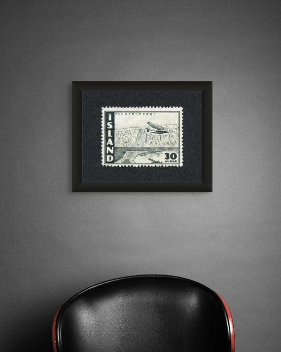 Iceland Flight Stamp Art Print: Vintage Travel Poster