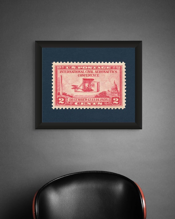 Wright Brothers Airplane Stamp Art Print: 1928 Aviation History
