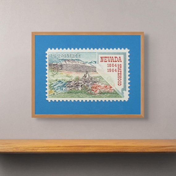 Nevada Statehood Stamp Art Print: Vintage Centennial Poster