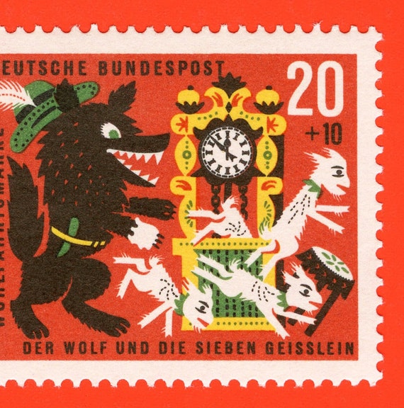 The Wolf and the Seven Little Kids: 1963 German Stamp Art Print