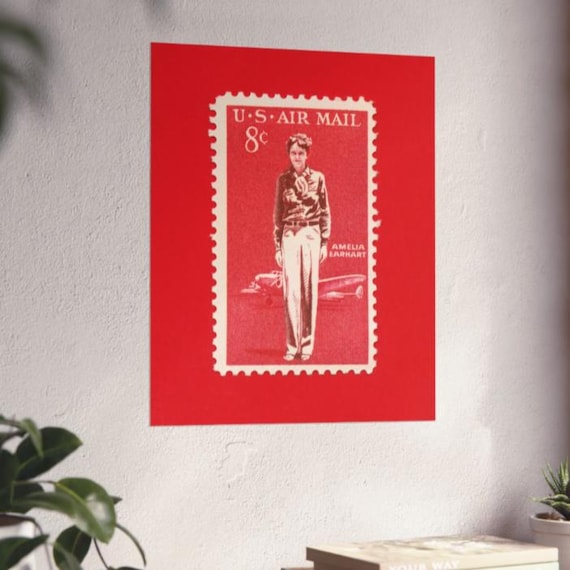 Amelia Earhart Vintage Stamp Art Print: Aviation Pioneer (Digital Download)