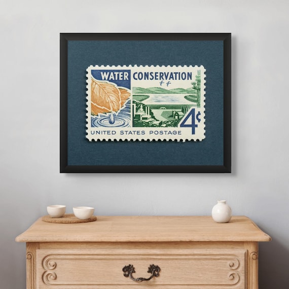 Water Conservation Stamp Print: 1960s Environmental Art