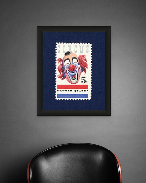 Vintage Circus Clown Stamp Art Print: Museum Quality