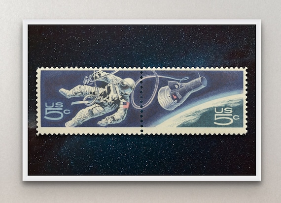 Vintage NASA Stamp Print: 1967 Space Exploration, Museum-Quality