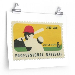Baseball 6c Stamp 1969 Museum-Quality Print 14 x 11in White