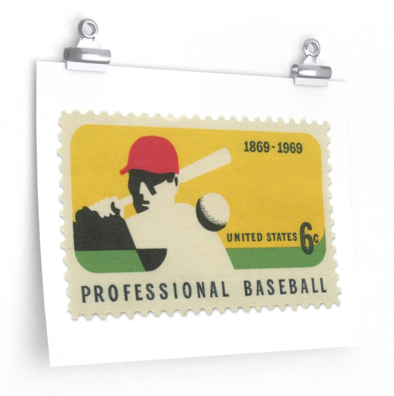 Baseball 6c Stamp 1969 Museum-Quality Print 14 x 11in White