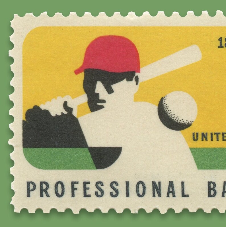 Baseball 6c Stamp 1969 Museum-Quality Print 14 x 11in image 2