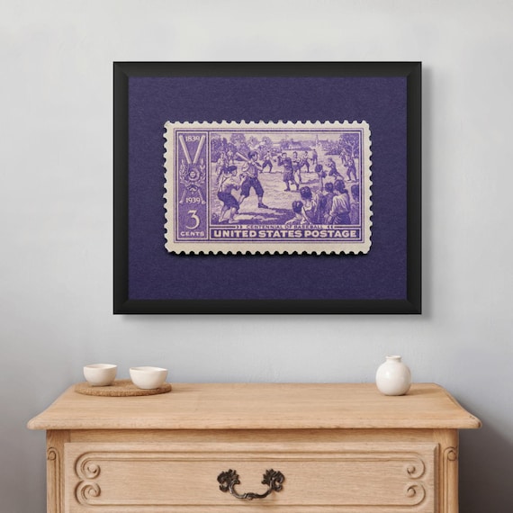 1939 Baseball Centennial Stamp Art Print: Vintage Baseball Wall Decor