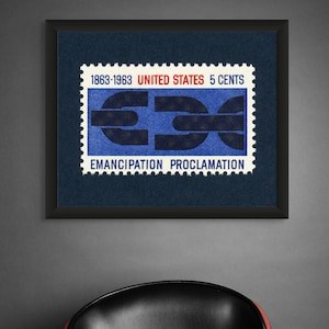 Emanzipation Proklamation Druck, Emanzipation Poster, Emanzipation Wandkunst, Sklaverei Wandkunst, 1963 5c Stempel - Museumsqualität