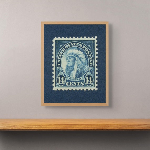 Hollow Horn Bear Stamp Print: Vintage Native American Lakota Art