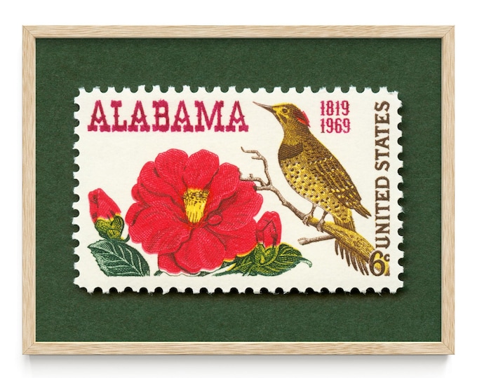 Alabama Statehood Postage Stamp Art Print - Archival Matte Frame/Unframed Options