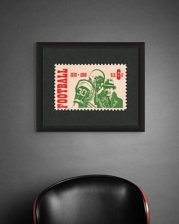 1969 Football Stamp Art Print: Museum-Quality NFL History