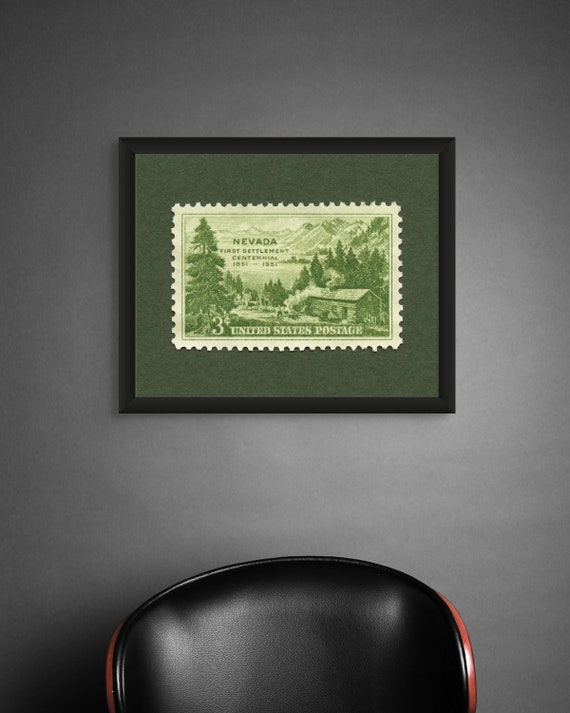 Vintage Nevada Stamp Art Print: 1951 First Settlement Centennial