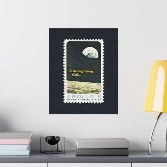 Apollo 8 Moon Orbit Print: Retro NASA Sixties Art 1969 6c Postage Stamp (Digital Download)