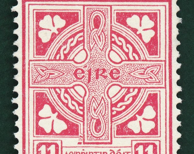 Ireland Celtic Cross Stamp 1949 Postage Art Print: Vintage Irish Home Decor