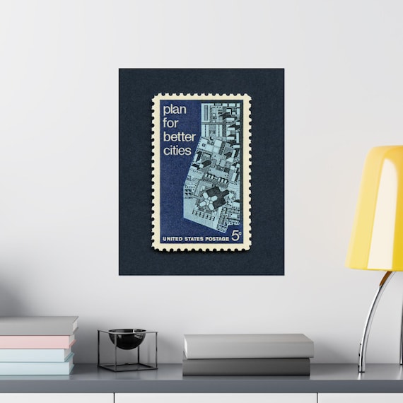 Urban Planning Poster: Vintage 1967 5c Stamp Art Print (Digital Download)