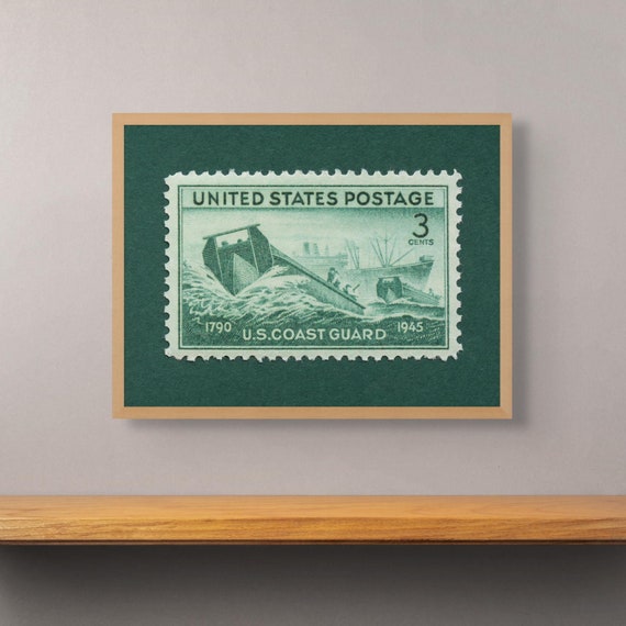 US Armed Forces: COAST GUARD, Coast Guard Print, Coast Guard Wall Art, Coast Guard Decor, 1945 3c Stamp - Museum-Quality
