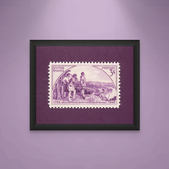 Kentucky Statehood Stamp Art Print: Vintage Daniel Boone Mural