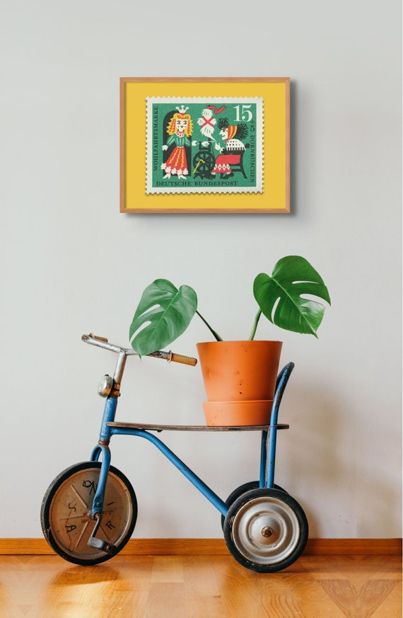 Sleeping Beauty German Stamp Art Print: 1964 Museum-Quality (14 x 11in)