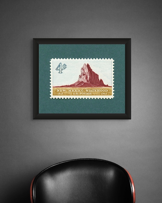 Shiprock Vintage Stamp Art Print: New Mexico Statehood Poster