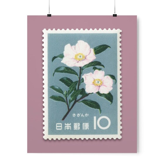 【2025年最新】海外限定の人気アイテム Camellia Sasanqua Japan 1961 Stamp - Museum-quality Print - Etsy 小物
