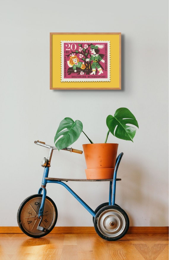 Sleeping Beauty Stamp Art Print: 1964 Germany Dornröschen (14 x 11in)