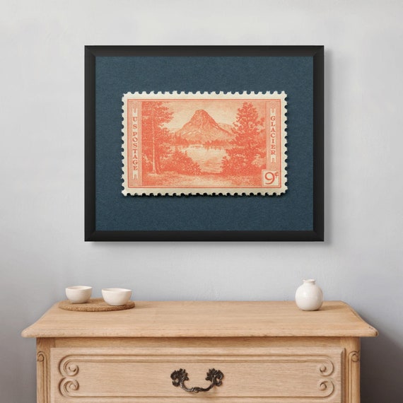 Glacier National Park Stamp Art Print: 1934 Vintage Travel Poster