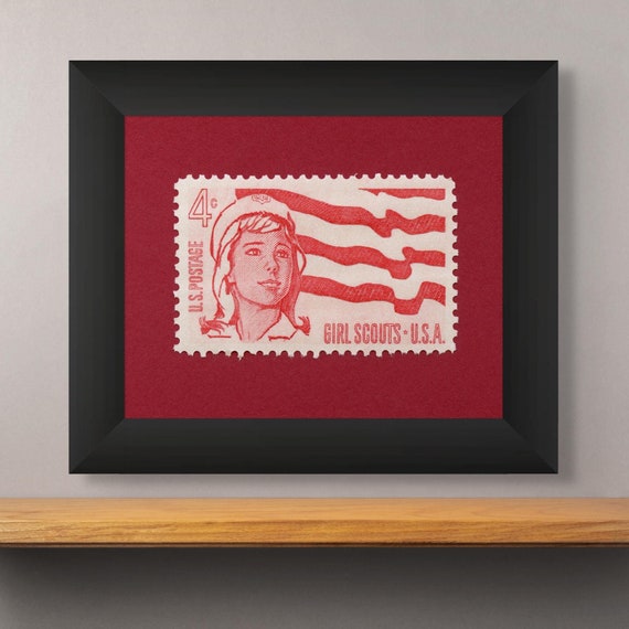 Vintage Girl Scouts 1962 Stamp Art Print - Museum Quality