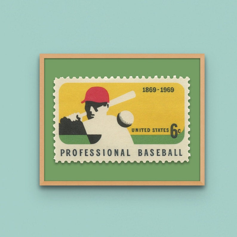 Baseball 6c Stamp 1969 Museum-Quality Print 14 x 11in image 1