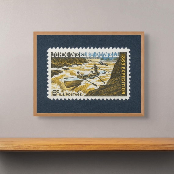 John Wesley Powell Postage Stamp Art Print: Colorado River Exploration, 6c Stamp 1969